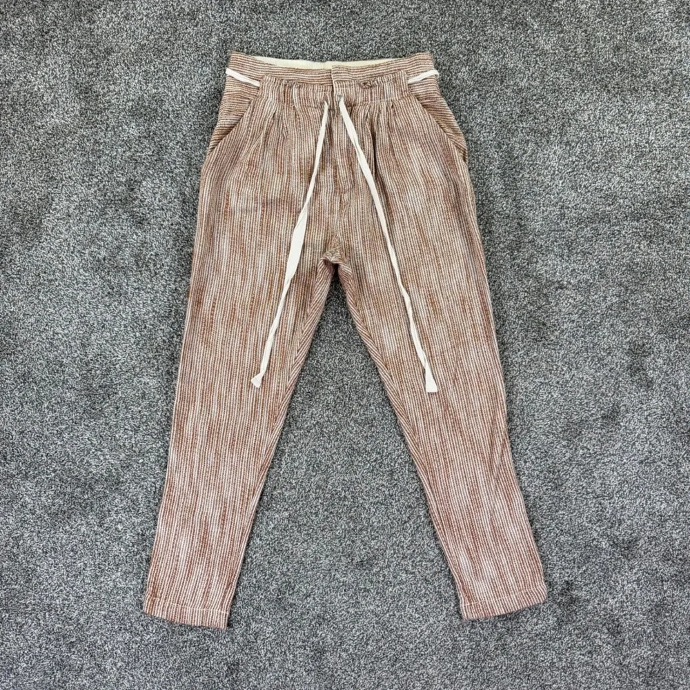 Free People Light At Sunrise Rust Striped High‎ Rise Tapered Jogger Pant Women 2